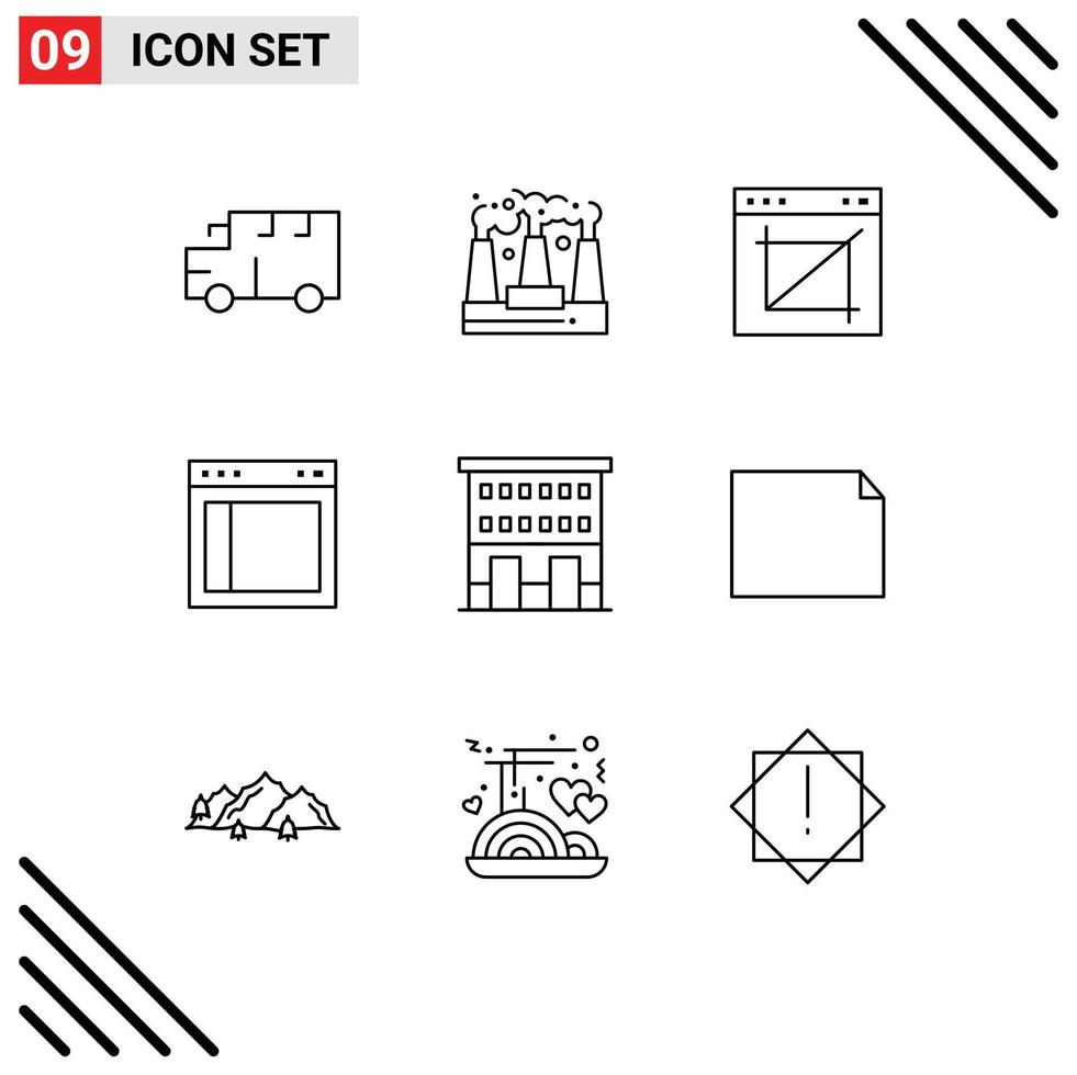 Set of 9 Vector Outlines on Grid for website layout app interface website Editable Vector Design Elements
