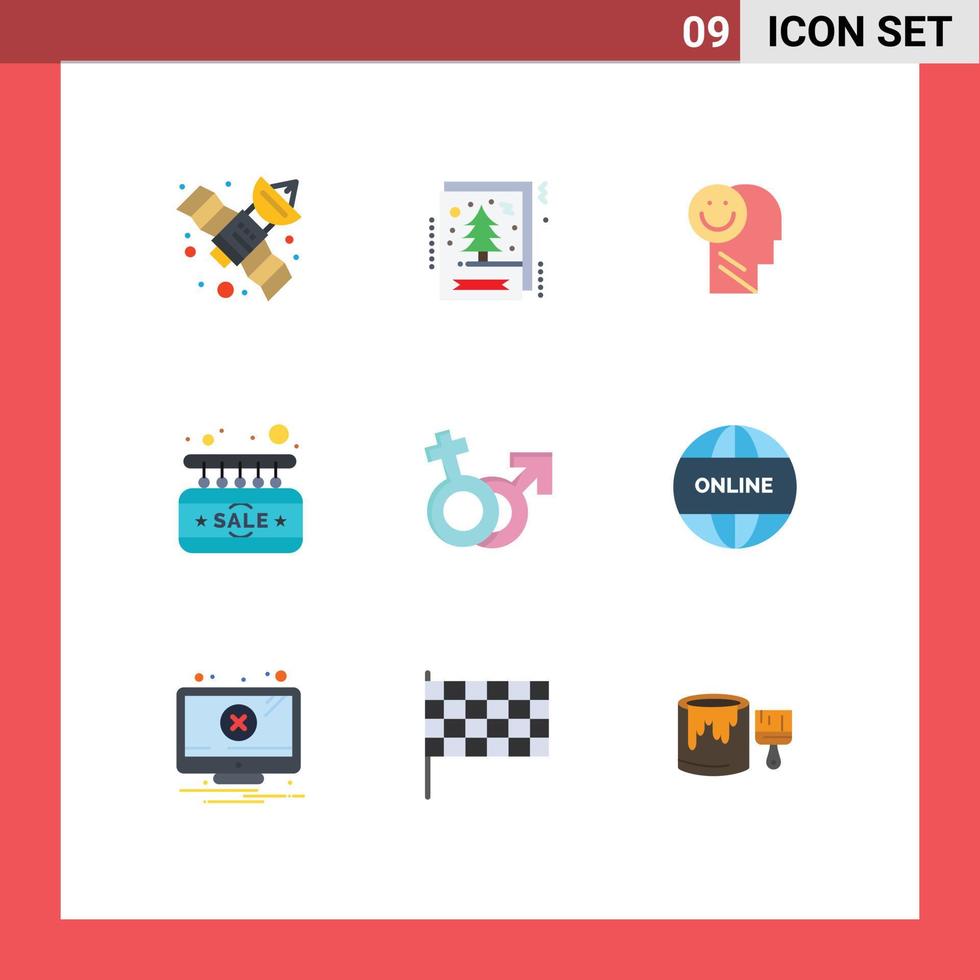 Universal Icon Symbols Group of 9 Modern Flat Colors of venus door happy sign board Editable Vector Design Elements
