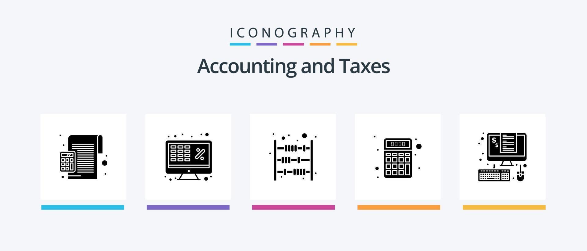 impuestos glifo 5 5 icono paquete incluso matemáticas. calculadora. ordenador portátil. pago. finanzas. creativo íconos diseño vector