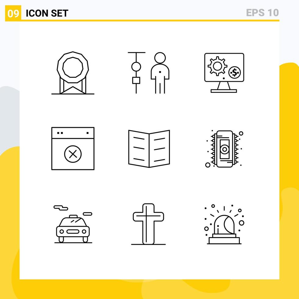 9 Universal Outline Signs Symbols of remove design generator cancel gear Editable Vector Design Elements