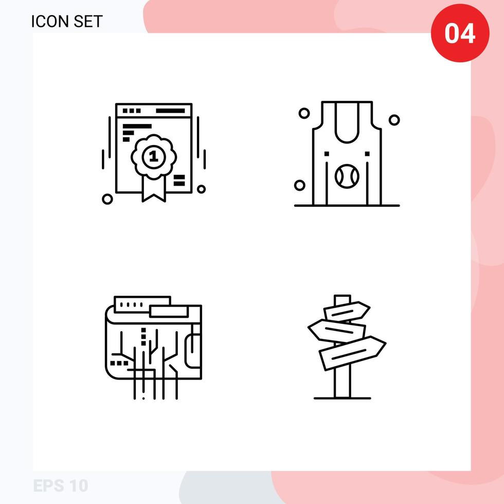 Group of 4 Modern Filledline Flat Colors Set for badge currency web quality sports internet Editable Vector Design Elements