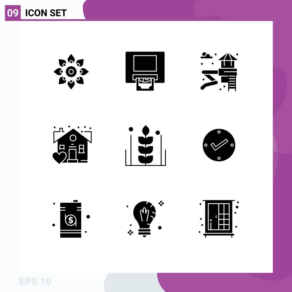 Stock Vector Icon Pack of 9 Line Signs and Symbols for grain autumn money real estate Editable Vector Design Elements