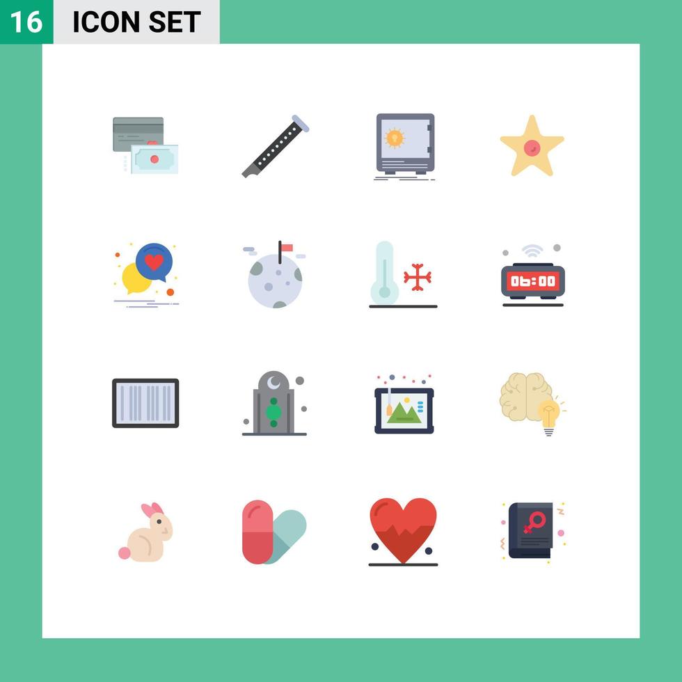 16 Universal Flat Colors Set for Web and Mobile Applications theatre movie sound film safety Editable Pack of Creative Vector Design Elements