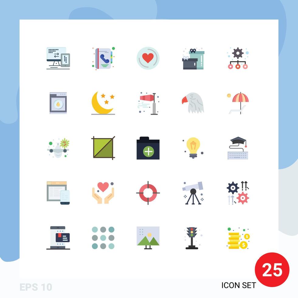 Pack of 25 creative Flat Colors of laundry management heart hierarchy box Editable Vector Design Elements