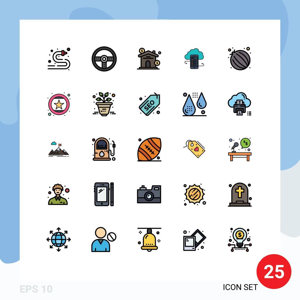 Filled line Flat Color Pack of 25 Universal Symbols of mobile clouds asset cloud storage cloudstorage Editable Vector Design Elements
