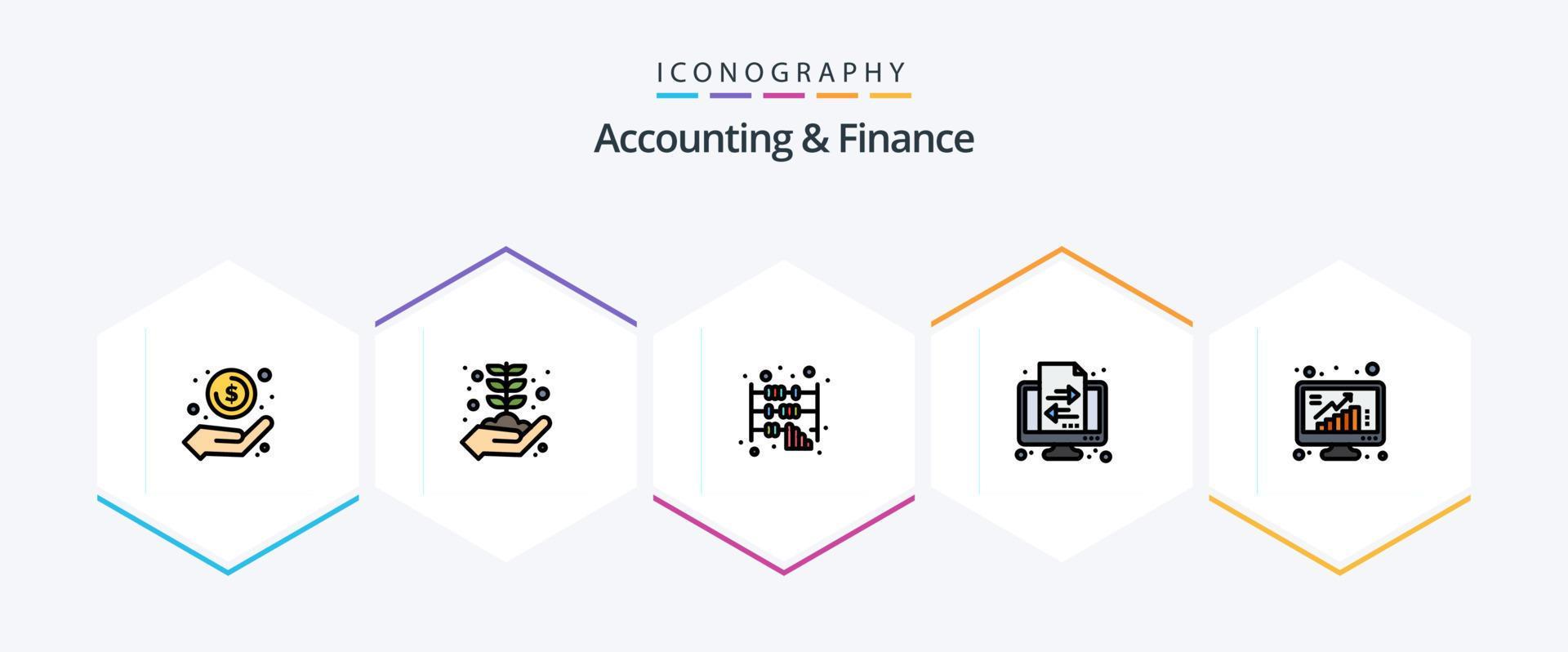 Accounting And Finance 25 FilledLine icon pack including grow. transaction. growth. finance