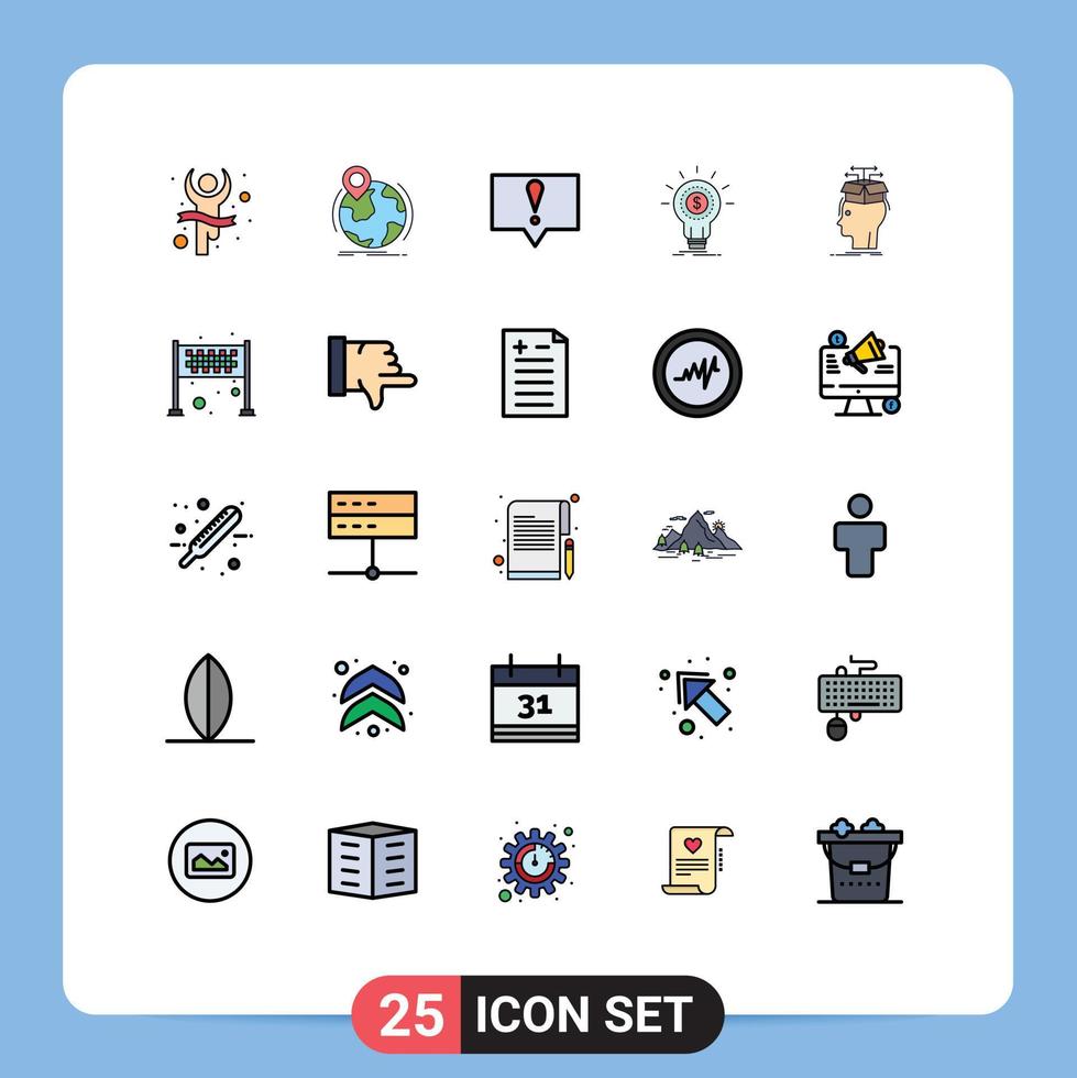 25 Universal Filled line Flat Color Signs Symbols of data money marker idea finance Editable Vector Design Elements