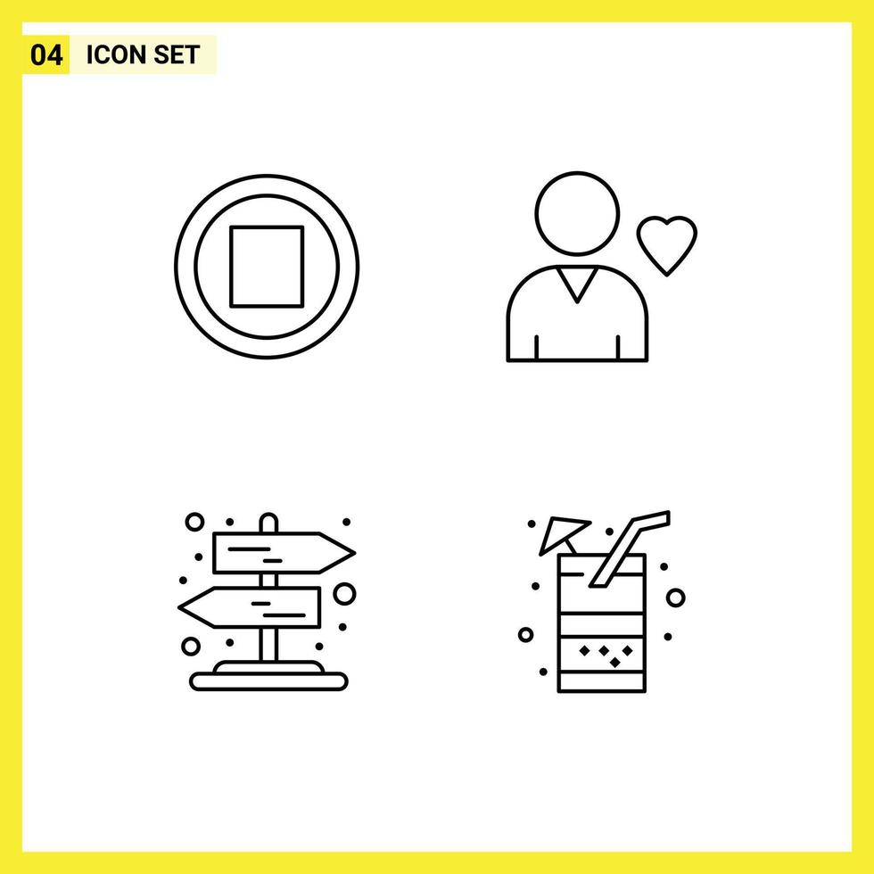 Modern Set of 4 Filledline Flat Colors and symbols such as media beverage favorite road food Editable Vector Design Elements