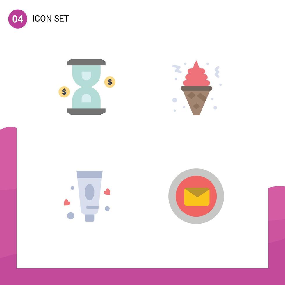 Flat Icon Pack of 4 Universal Symbols of glass lotion investment fast food chat Editable Vector Design Elements