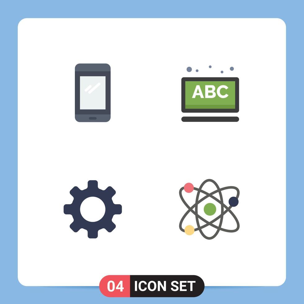 Group of 4 Modern Flat Icons Set for phone basic android learning set Editable Vector Design Elements