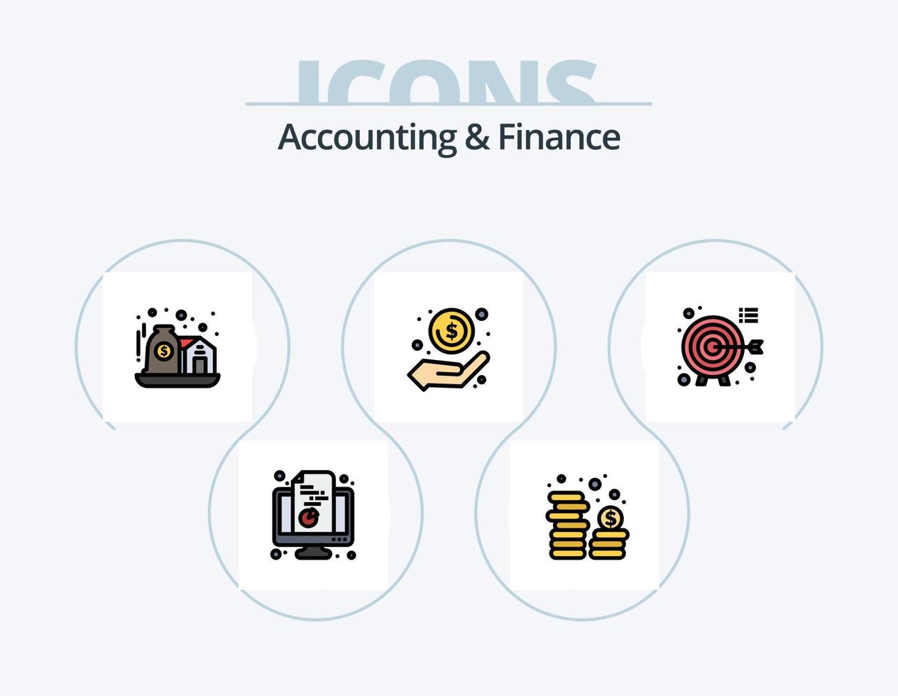 Accounting And Finance Line Filled Icon Pack 5 Icon Design. certificate. investment. secure. home. money vector