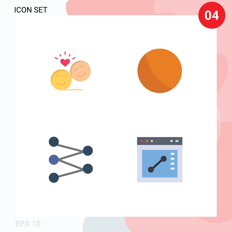 paquete de 4 4 moderno plano íconos señales y símbolos para web impresión medios de comunicación tal como Pareja Ciencias emoji pelota navegador editable vector diseño elementos