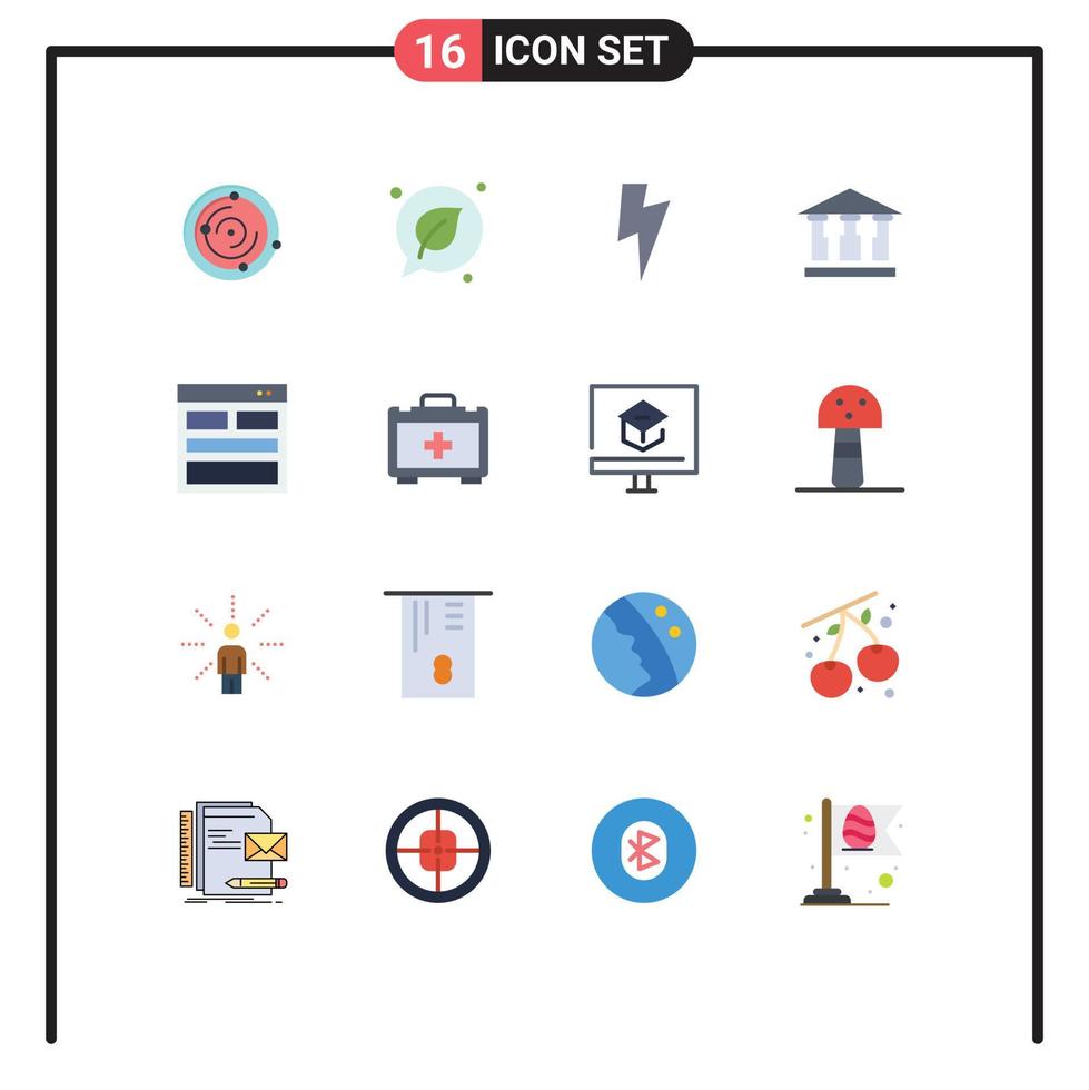 Group of 16 Flat Colors Signs and Symbols for form contact twitter communication building Editable Pack of Creative Vector Design Elements