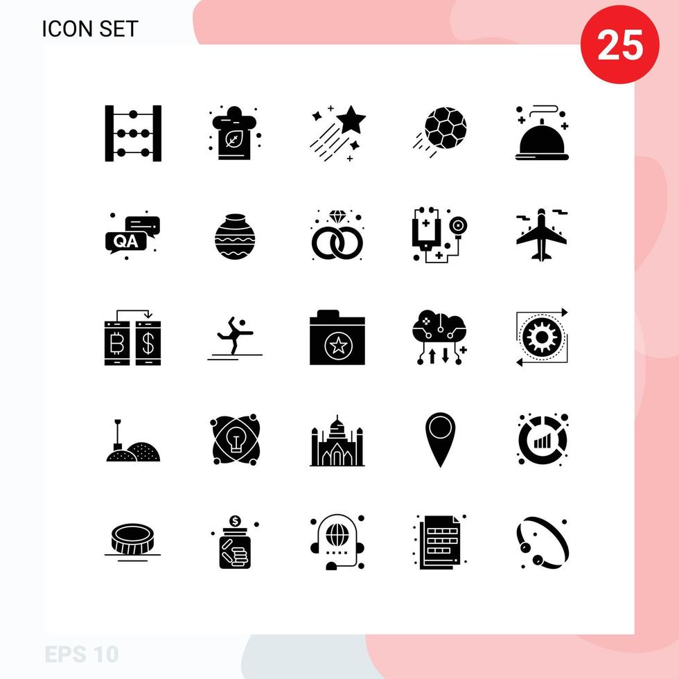 Set of 25 Modern UI Icons Symbols Signs for menu sport comet kick football Editable Vector Design Elements