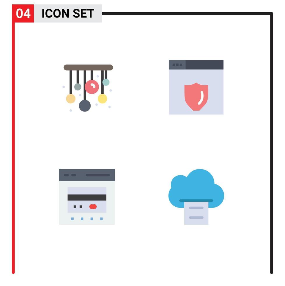 Stock Vector Icon Pack of 4 Line Signs and Symbols for home ecommerce web server card cloud Editable Vector Design Elements