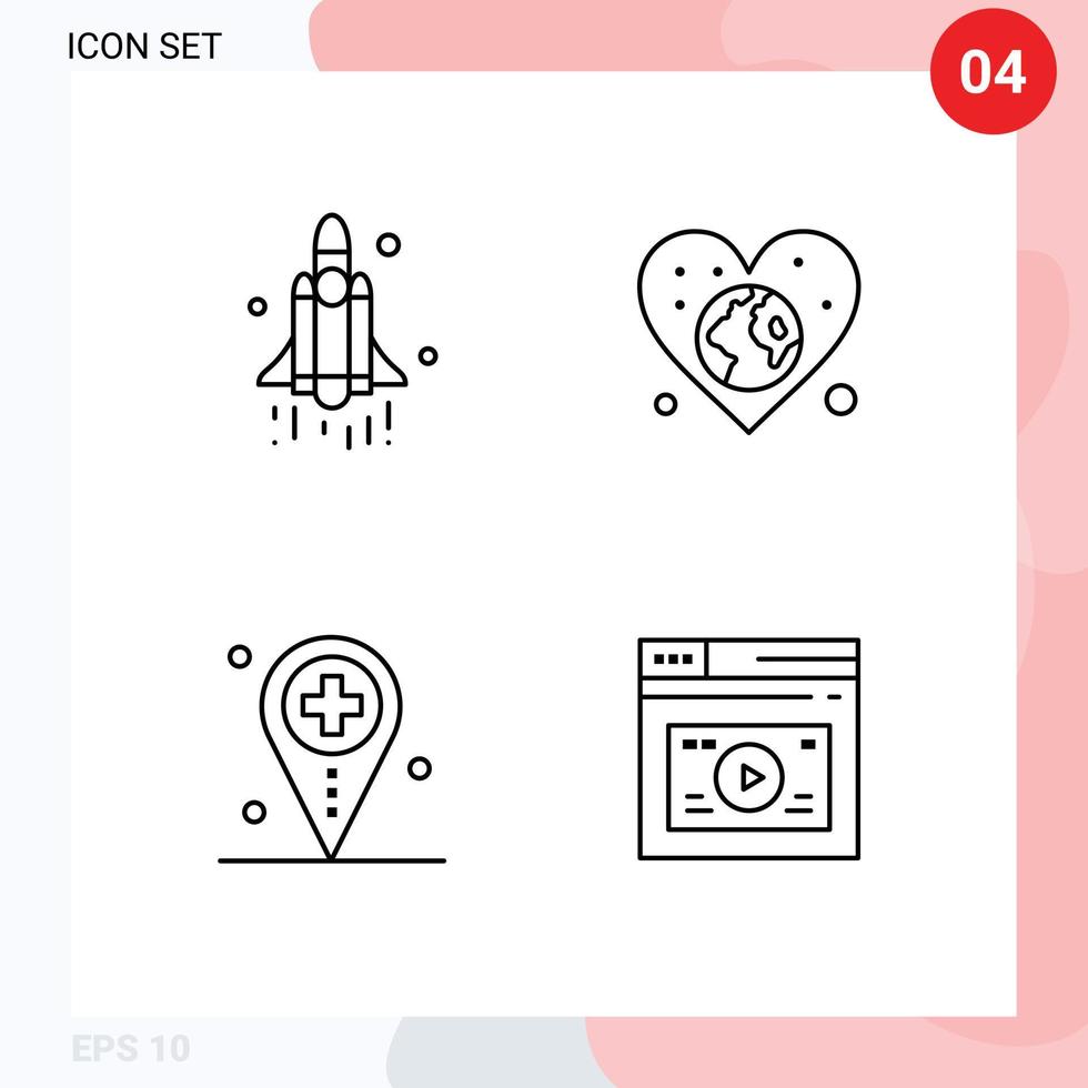 4 Creative Icons Modern Signs and Symbols of launch health technology world location Editable Vector Design Elements