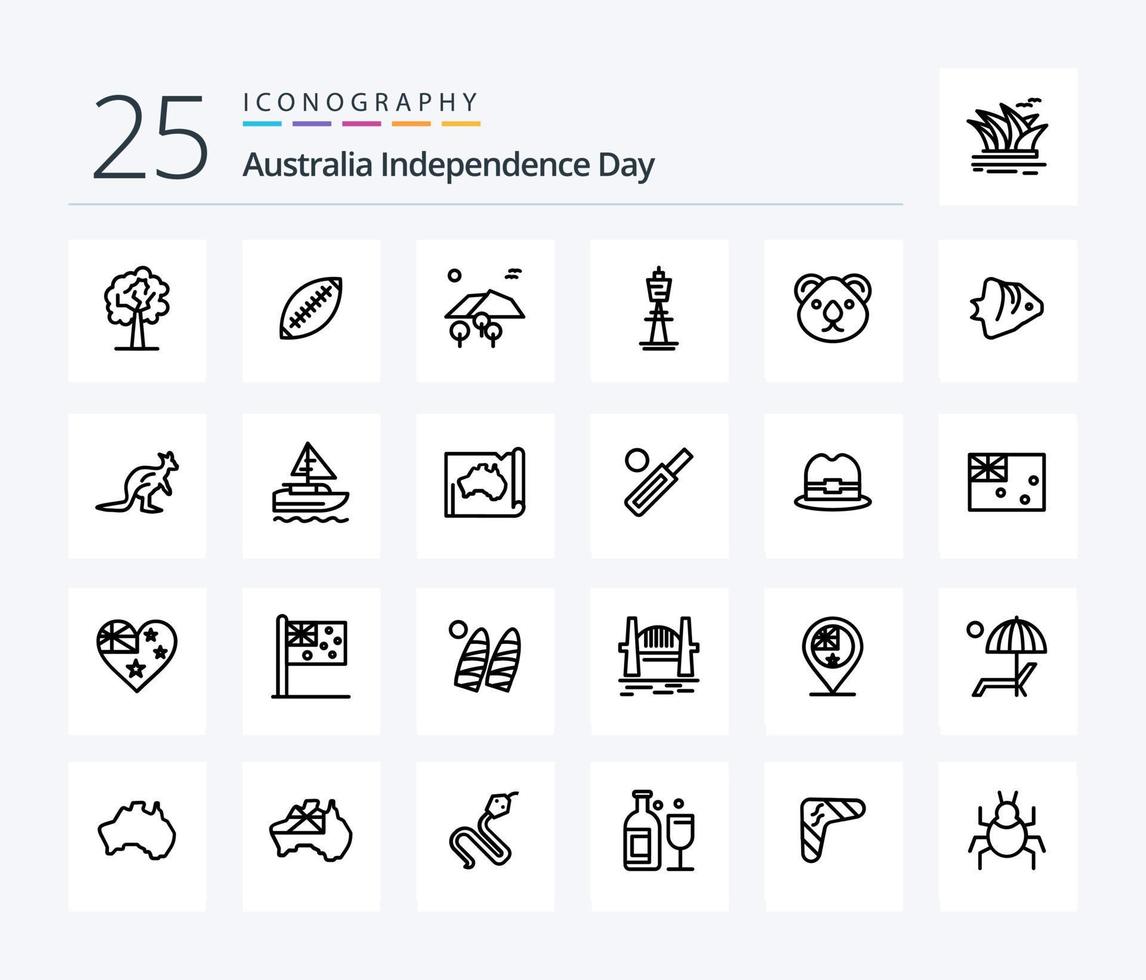 Australia Independence Day 25 Line icon pack including sydney. australian. sport. australia. tree vector