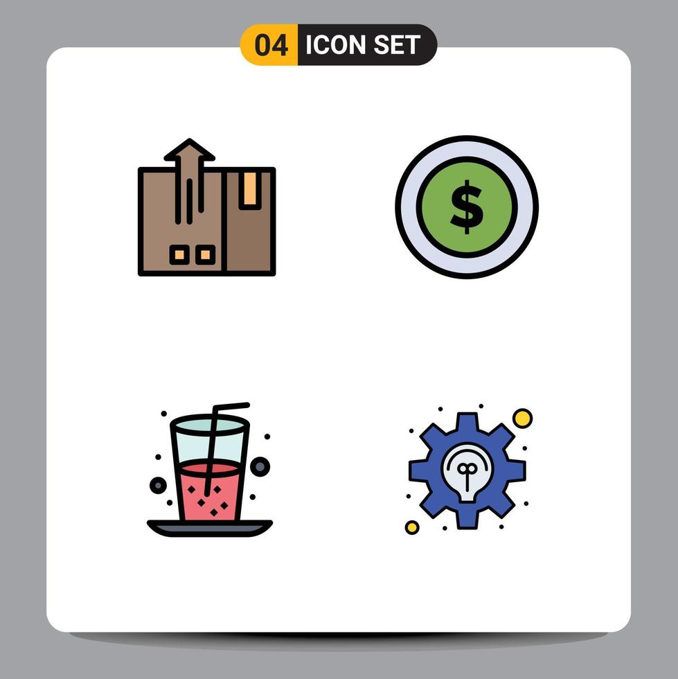 Set of 4 Modern UI Icons Symbols Signs for barcode beverage export badge food Editable Vector Design Elements