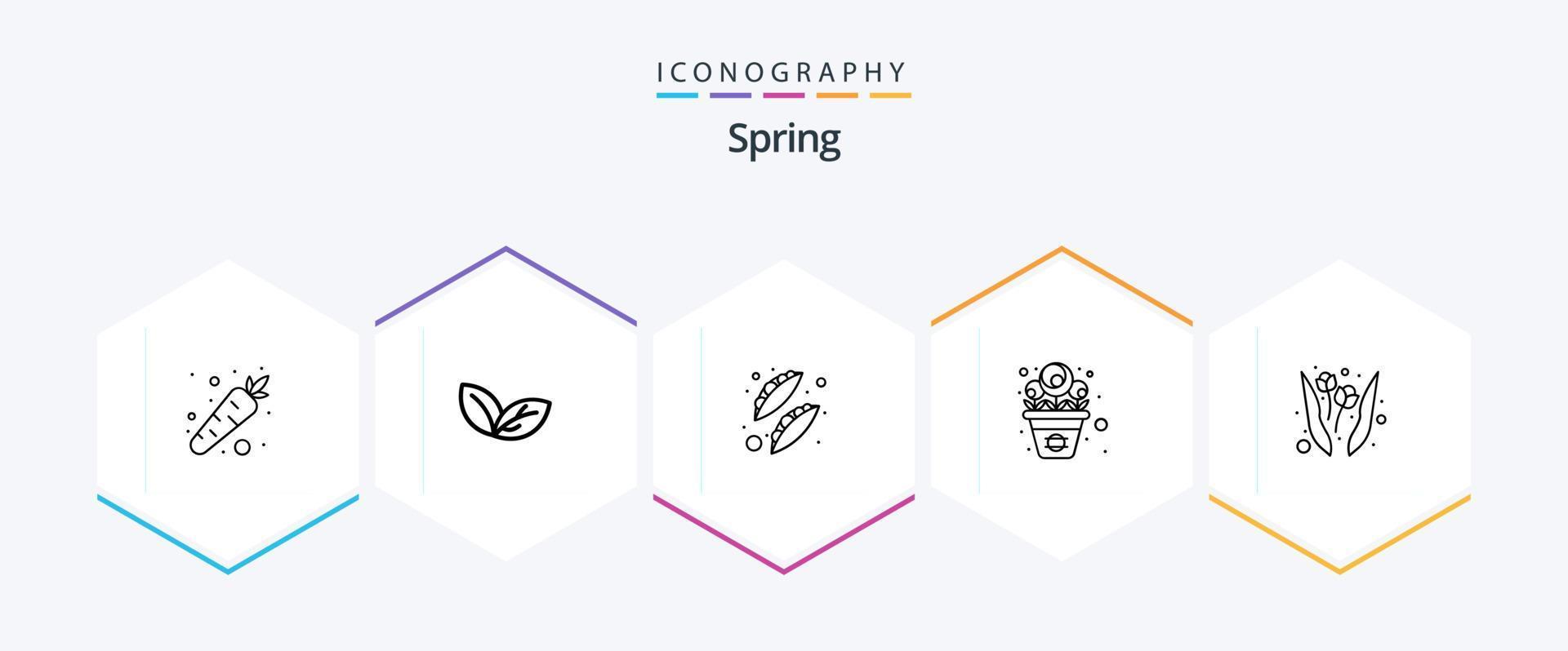 Spring 25 Line icon pack including nature. flower. peas. spring. pot vector