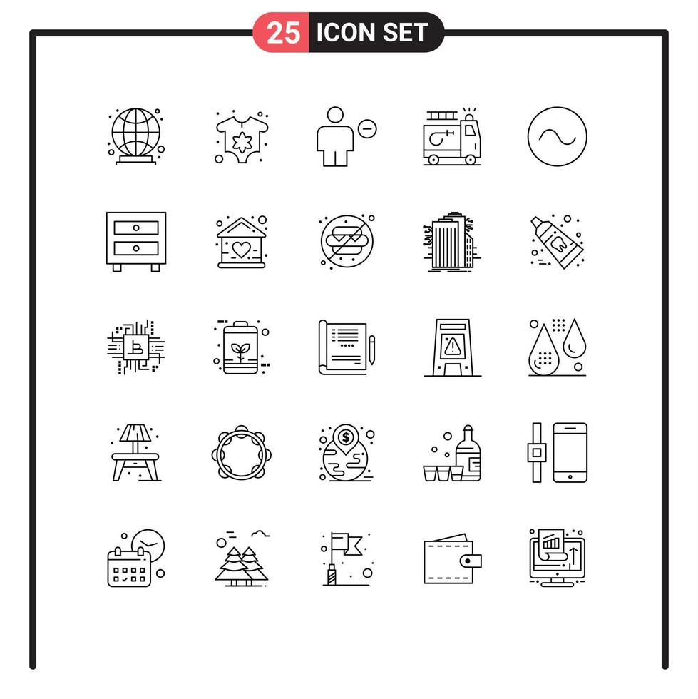 Pack of 25 creative Lines of wave sine delete accident clipart Editable Vector Design Elements