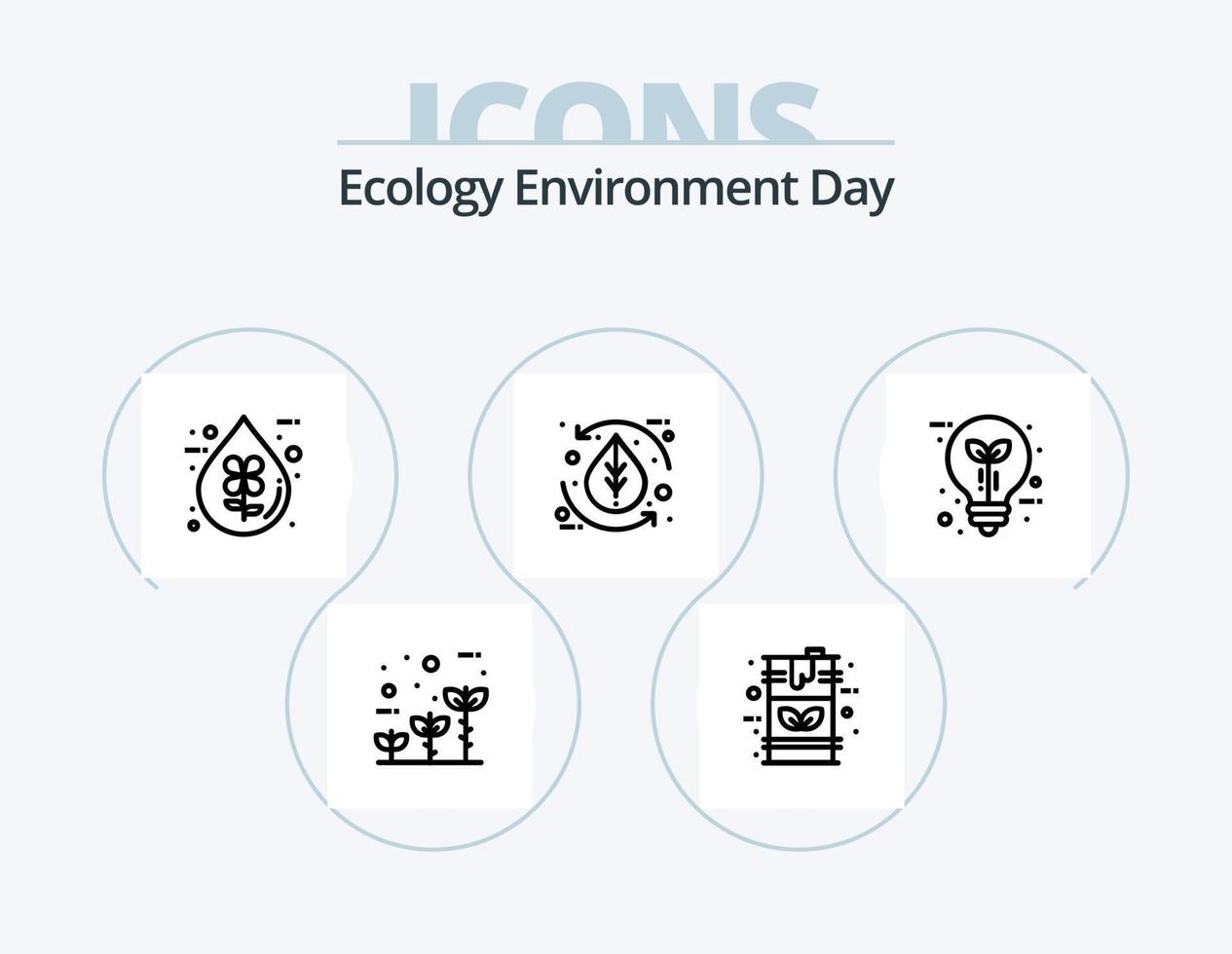 ecología línea icono paquete 5 5 icono diseño. verde hoja. eco verde. hoja. ligero. electricidad vector