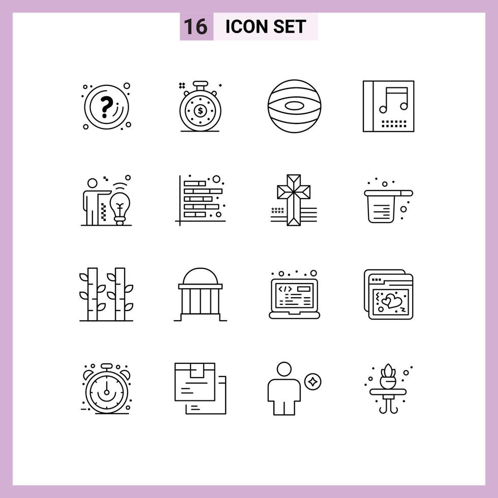 16 Creative Icons Modern Signs and Symbols of analysis man jupiter business media Editable Vector Design Elements
