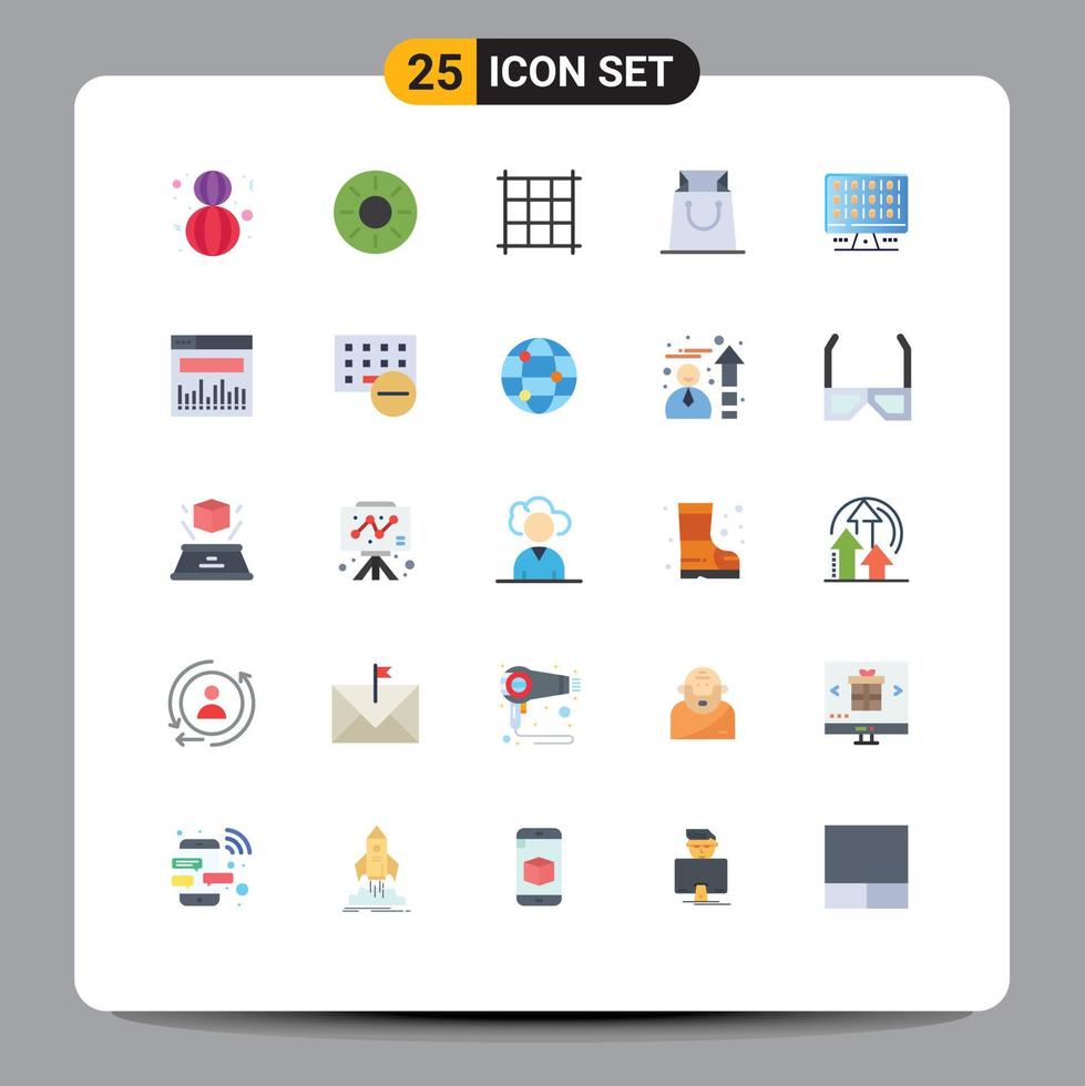 Universal Icon Symbols Group of 25 Modern Flat Colors of analytics computing tropical computer shopping Editable Vector Design Elements