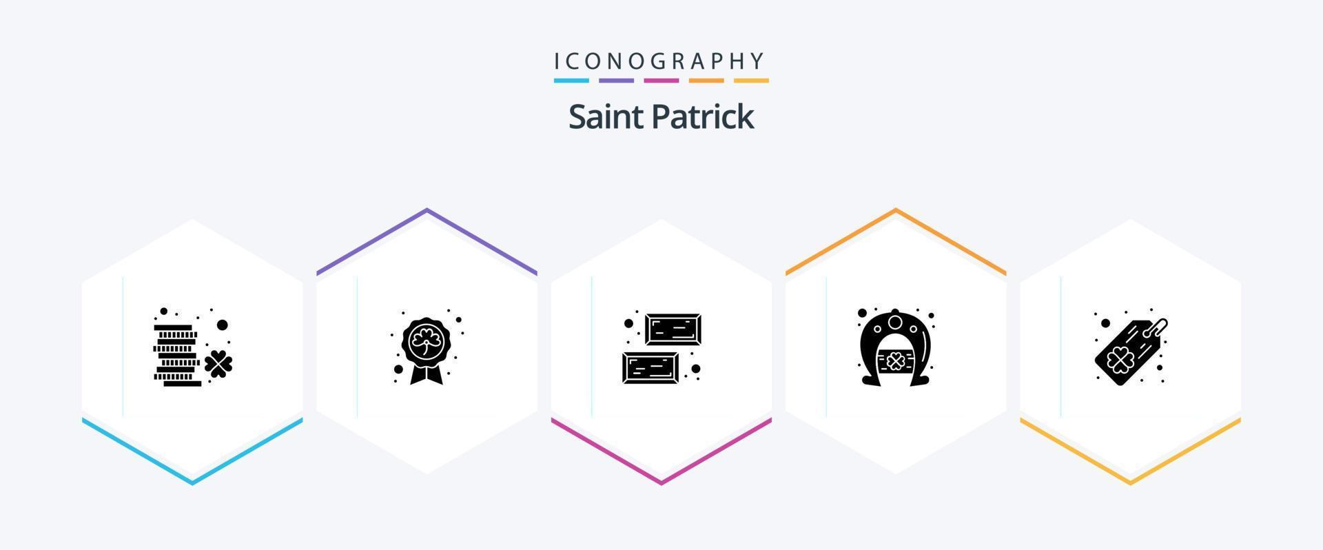 Saint Patrick 25 Glyph icon pack including horseshoe. festival. saint. day. value vector