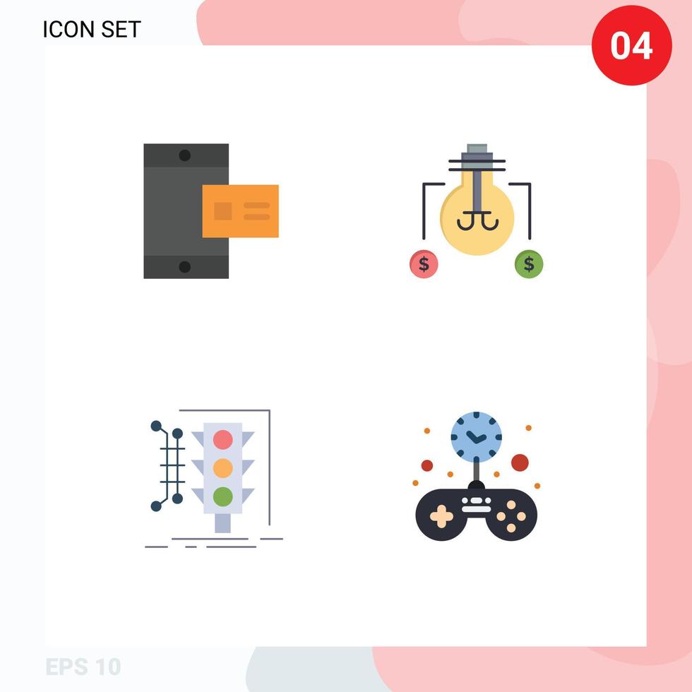 4 Thematic Vector Flat Icons and Editable Symbols of mobile management profile solution smart Editable Vector Design Elements
