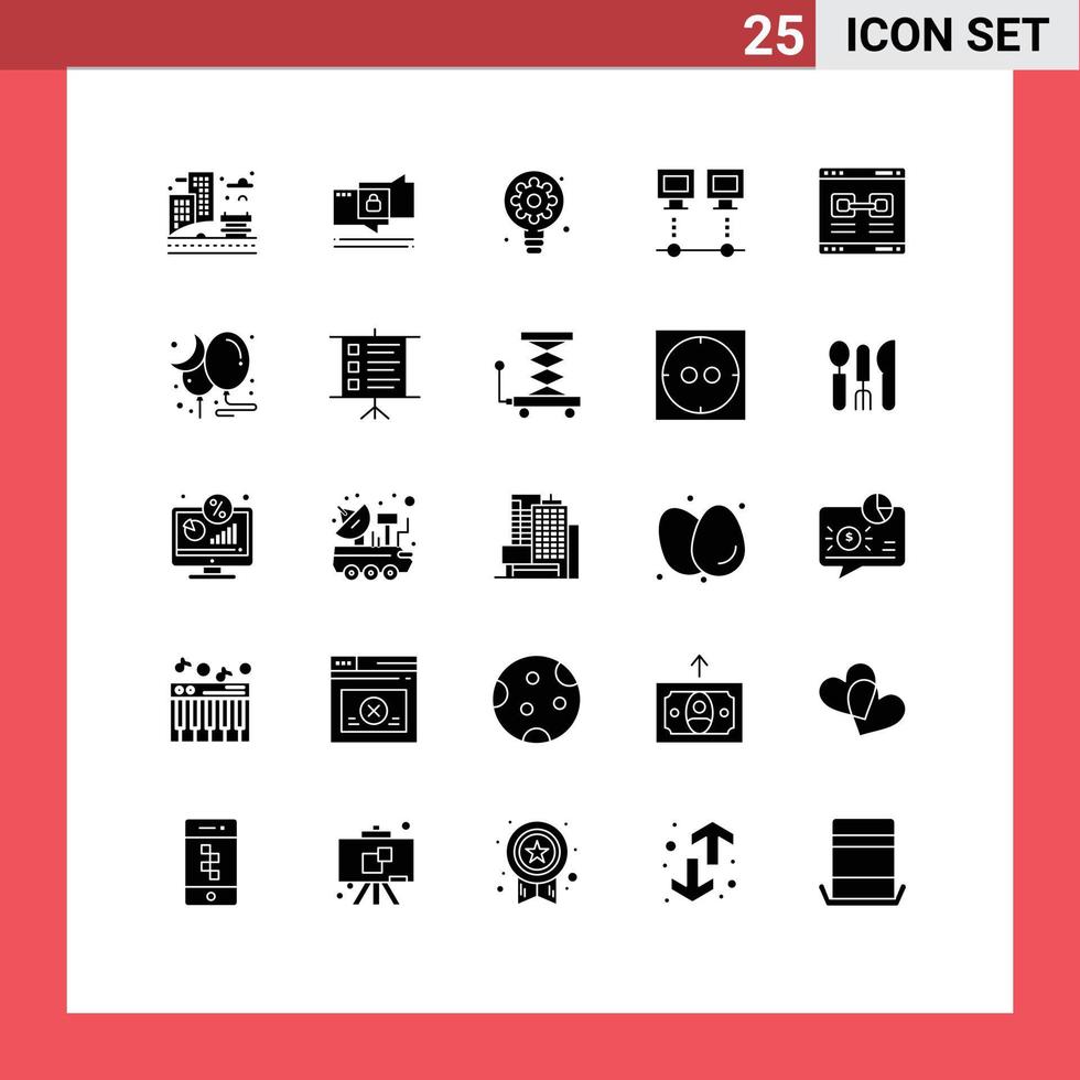 Solid Glyph Pack of 25 Universal Symbols of internet net creative devices computers Editable Vector Design Elements