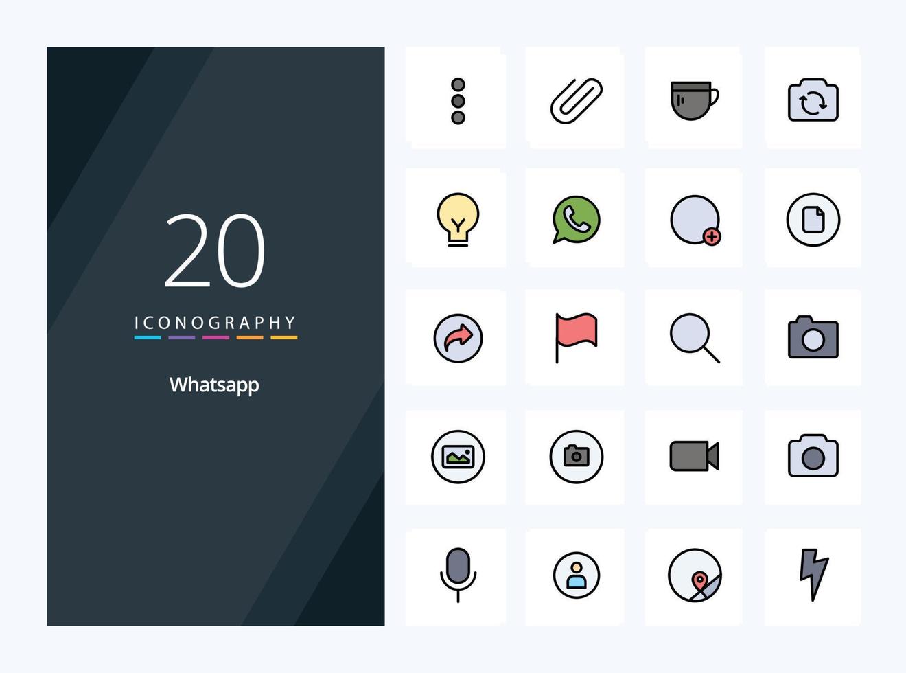 20 Whatsapp line Filled icon for presentation vector
