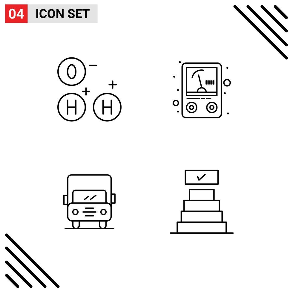 Mobile Interface Line Set of 4 Pictograms of ho van ampere auto check mark Editable Vector Design Elements