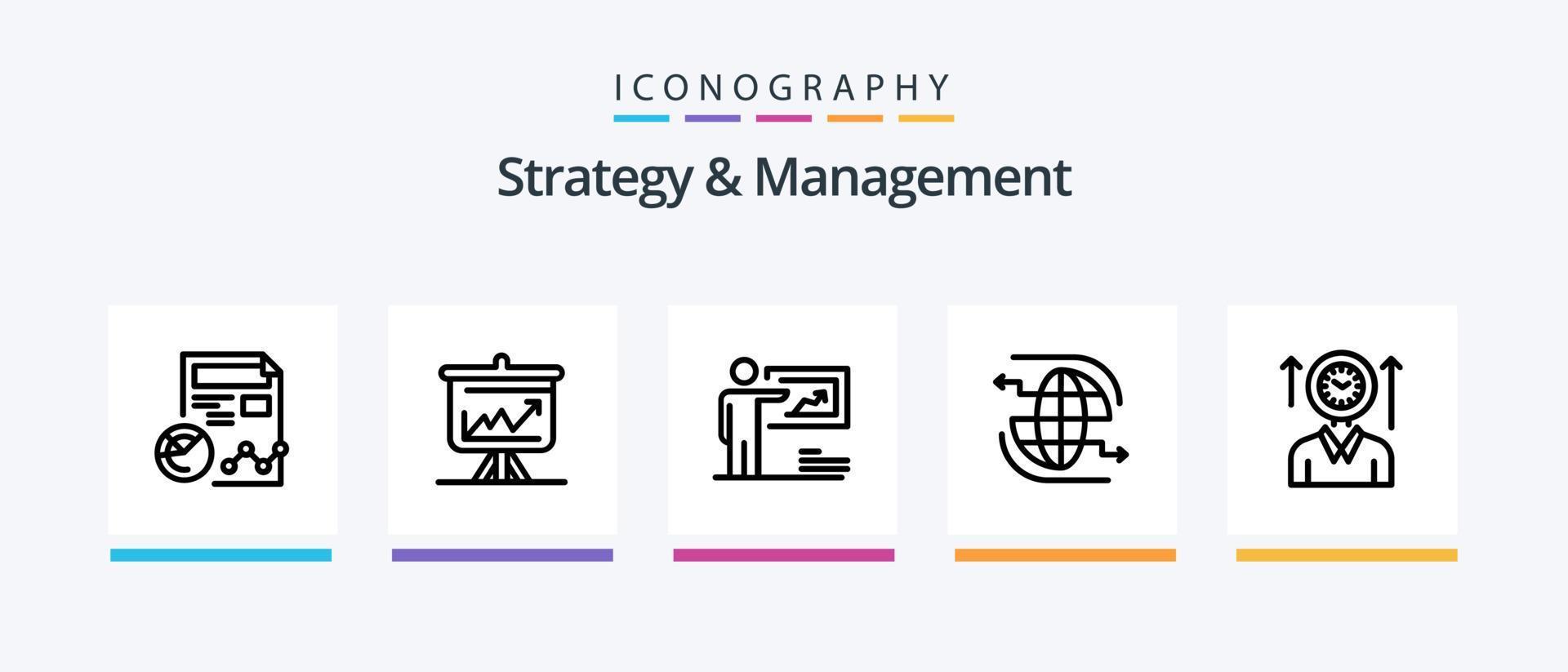 estrategia y administración línea 5 5 icono paquete incluso torre. castillo. ajuste. anunciar. altoparlante. creativo íconos diseño vector