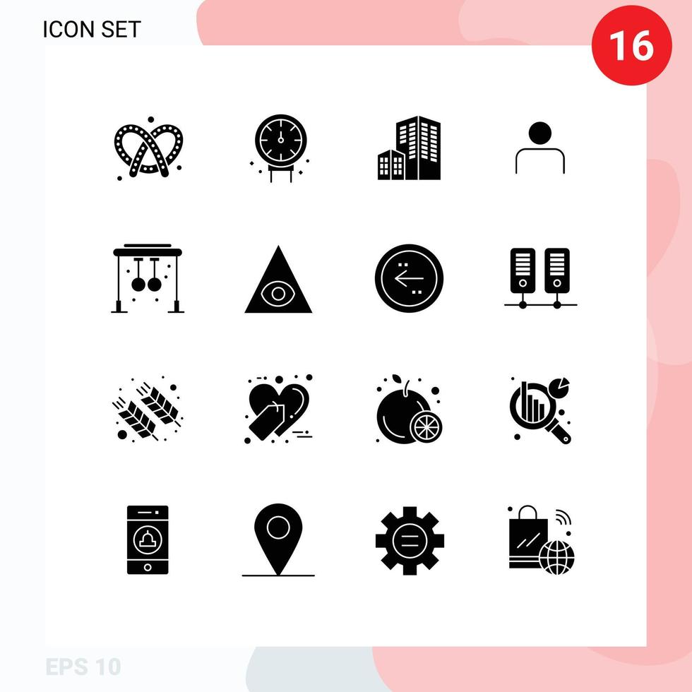 16 Universal Solid Glyph Signs Symbols of fitness user architecture sets people Editable Vector Design Elements