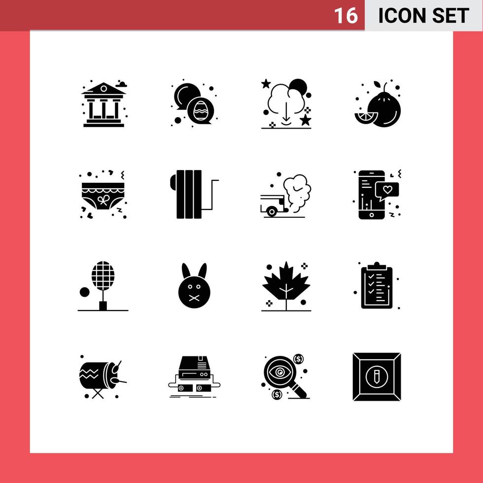 Stock Vector Icon Pack of 16 Line Signs and Symbols for love lemon cloud fruit server Editable Vector Design Elements