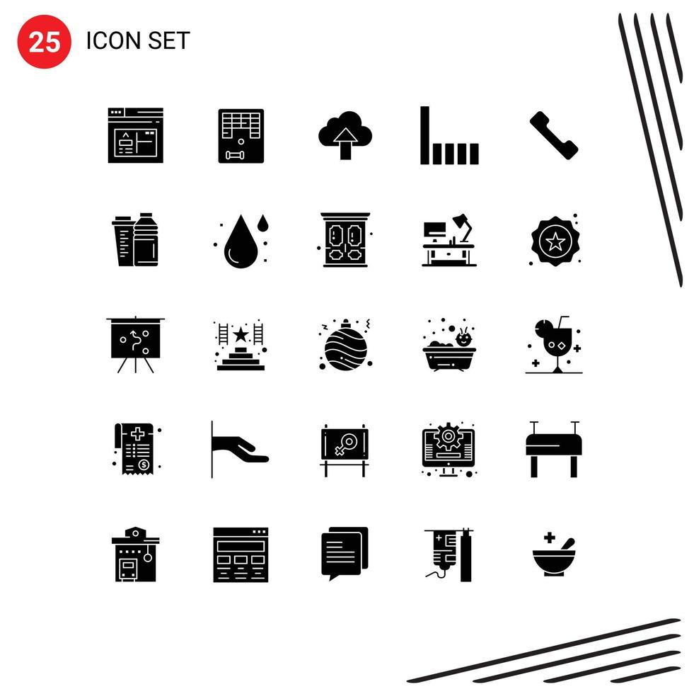 Pictogram Set of 25 Simple Solid Glyphs of mobile telephone arrow signal connection Editable Vector Design Elements