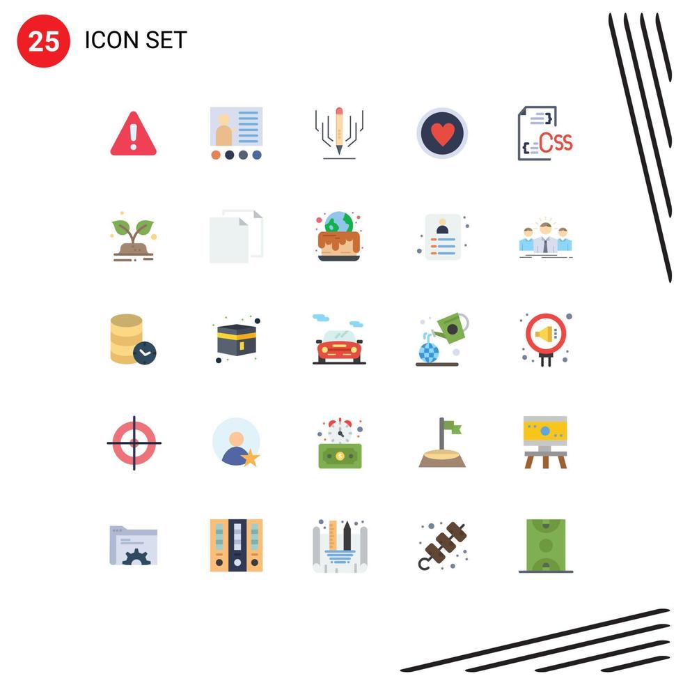 25 usuario interfaz plano color paquete de moderno señales y símbolos de codificación corazón profesor premio educación editable vector diseño elementos