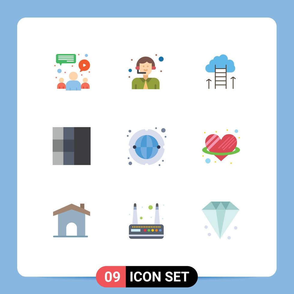 Set of 9 Commercial Flat Colors pack for network communication career path wireframe focus Editable Vector Design Elements