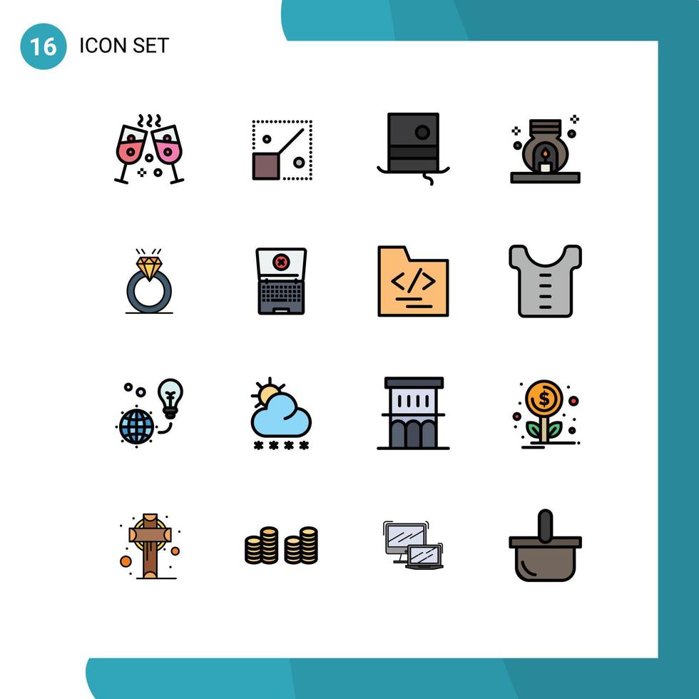 16 Creative Icons Modern Signs and Symbols of marriage diamound hipster ring scent Editable Creative Vector Design Elements