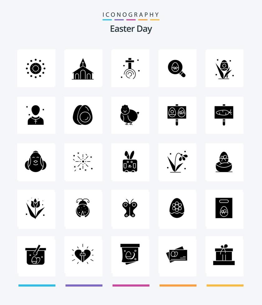 Creative Easter 25 Glyph Solid Black icon pack  Such As egg. easter. easter. egg. easter vector