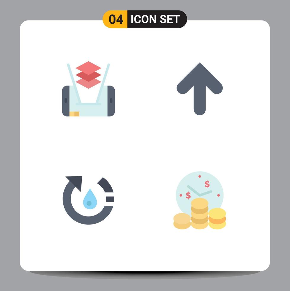 Set of 4 Modern UI Icons Symbols Signs for mobile environment arrow upload recycle Editable Vector Design Elements