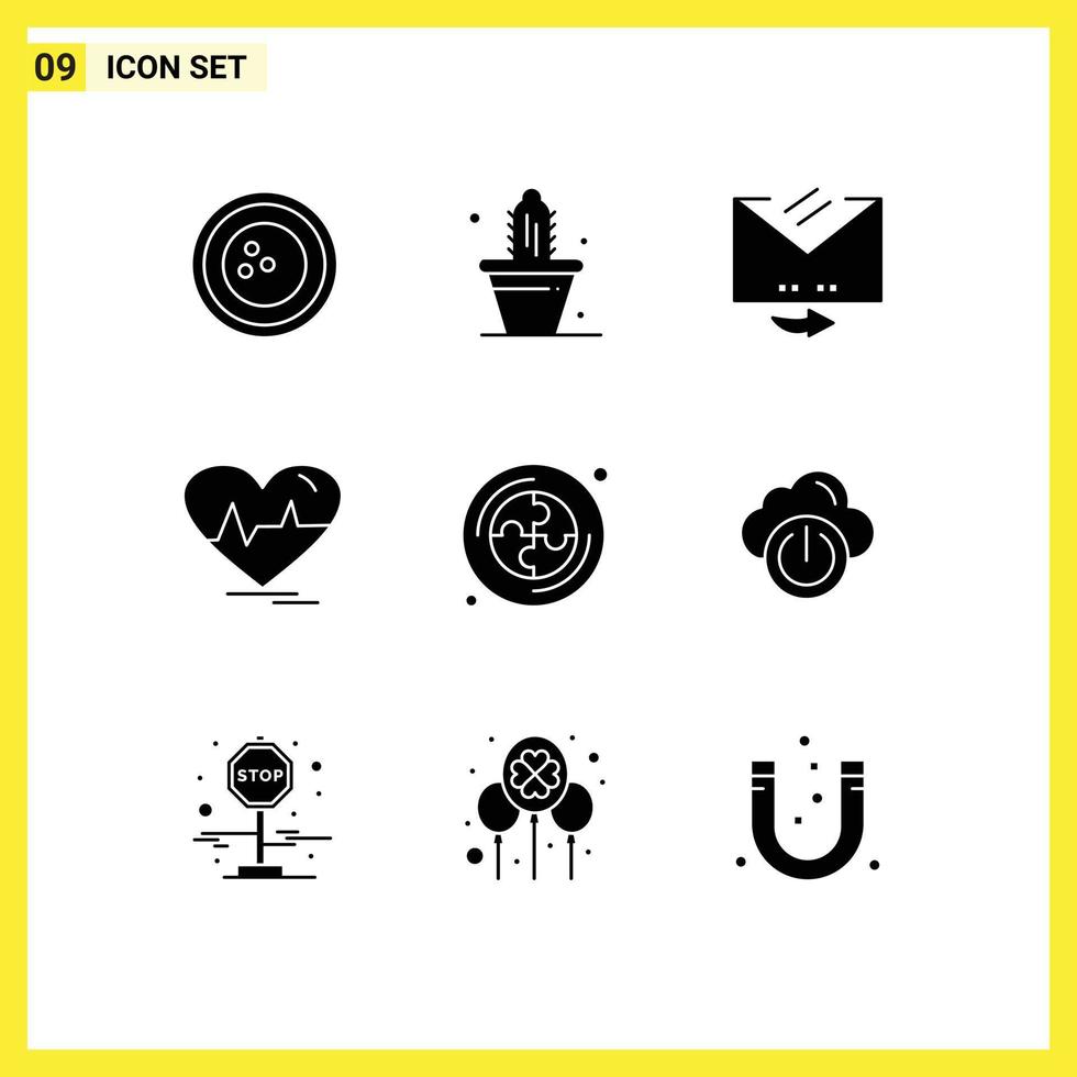 User Interface Pack of 9 Basic Solid Glyphs of beat heartbeat spring heart reply Editable Vector Design Elements