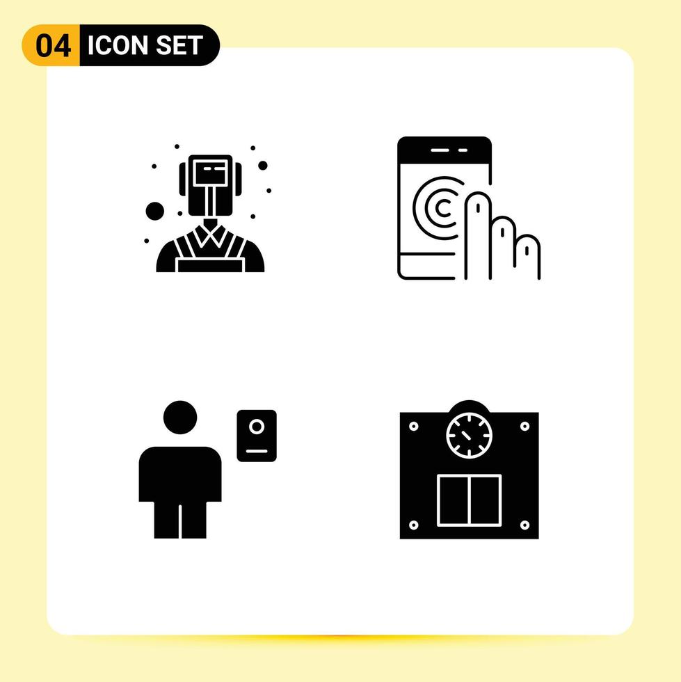 Editable Vector Line Pack of Simple Solid Glyphs of man body click smartphone human Editable Vector Design Elements