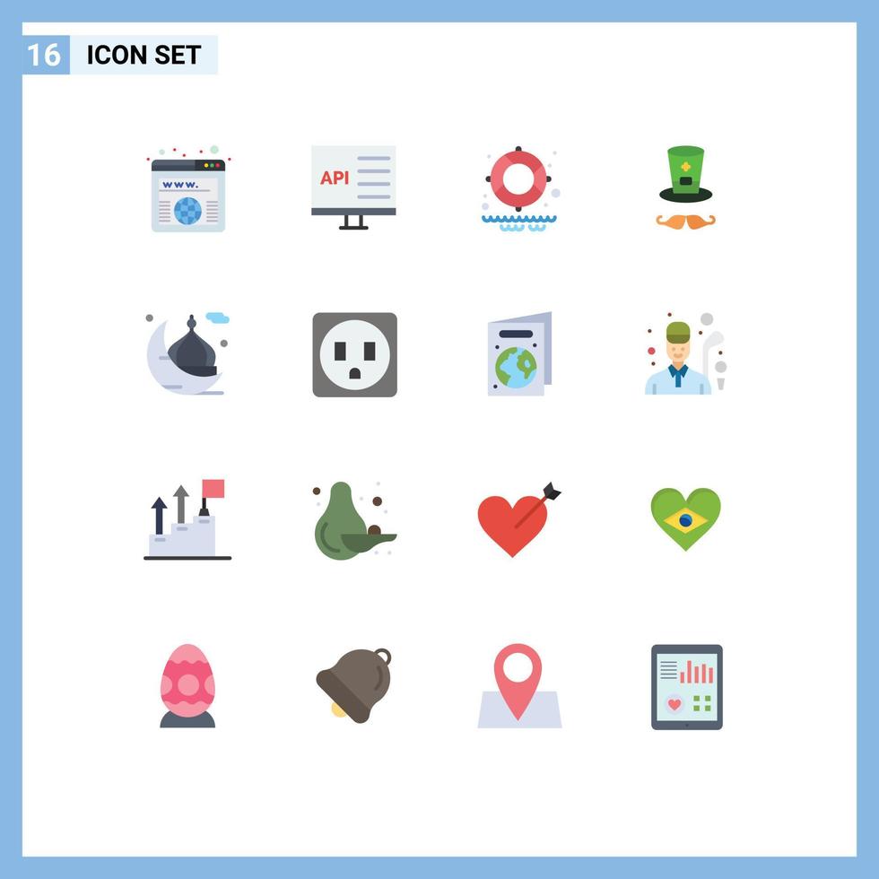 16 Creative Icons Modern Signs and Symbols of mosque moon development ireland hat Editable Pack of Creative Vector Design Elements
