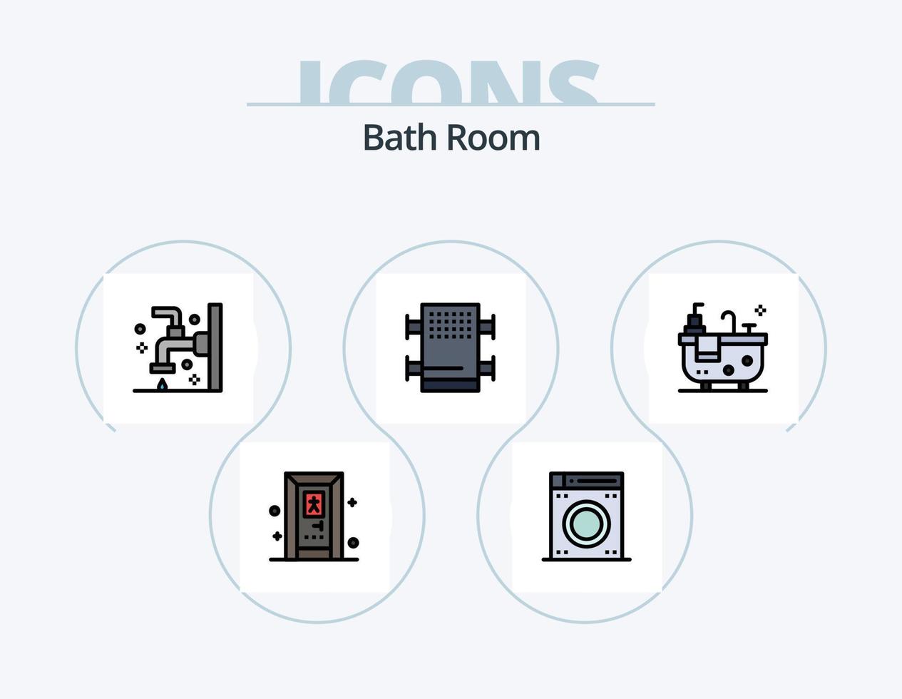Bath Room Line Filled Icon Pack 5 Icon Design. . bath. sink. sponge. bath vector
