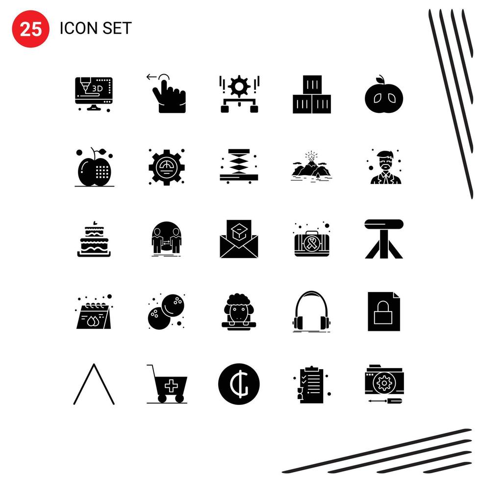 Modern Set of 25 Solid Glyphs and symbols such as apple food setting apple logistic Editable Vector Design Elements