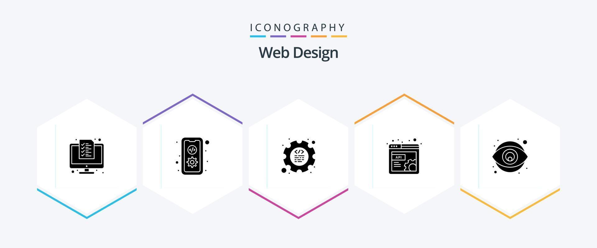 Web Design 25 Glyph icon pack including layout. setting. mobile. design. gear vector