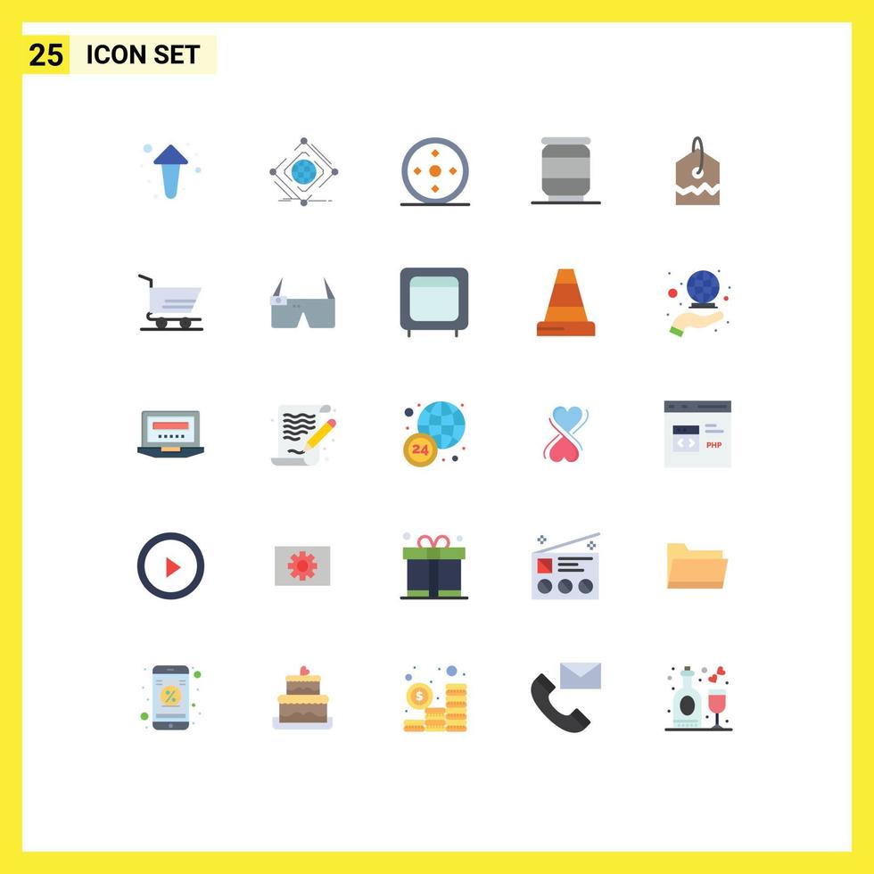 25 User Interface Flat Color Pack of modern Signs and Symbols of over soda web can target Editable Vector Design Elements