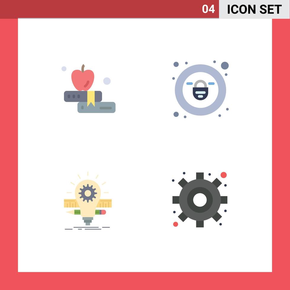 User Interface Pack of 4 Basic Flat Icons of apple pencil lock deveopment engine Editable Vector Design Elements