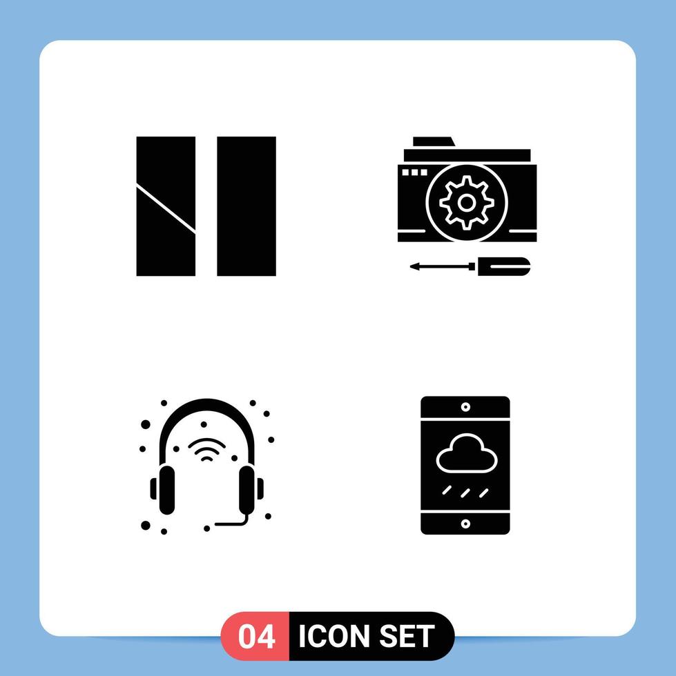 Pictogram Set of 4 Simple Solid Glyphs of editing device layout options head Editable Vector Design Elements